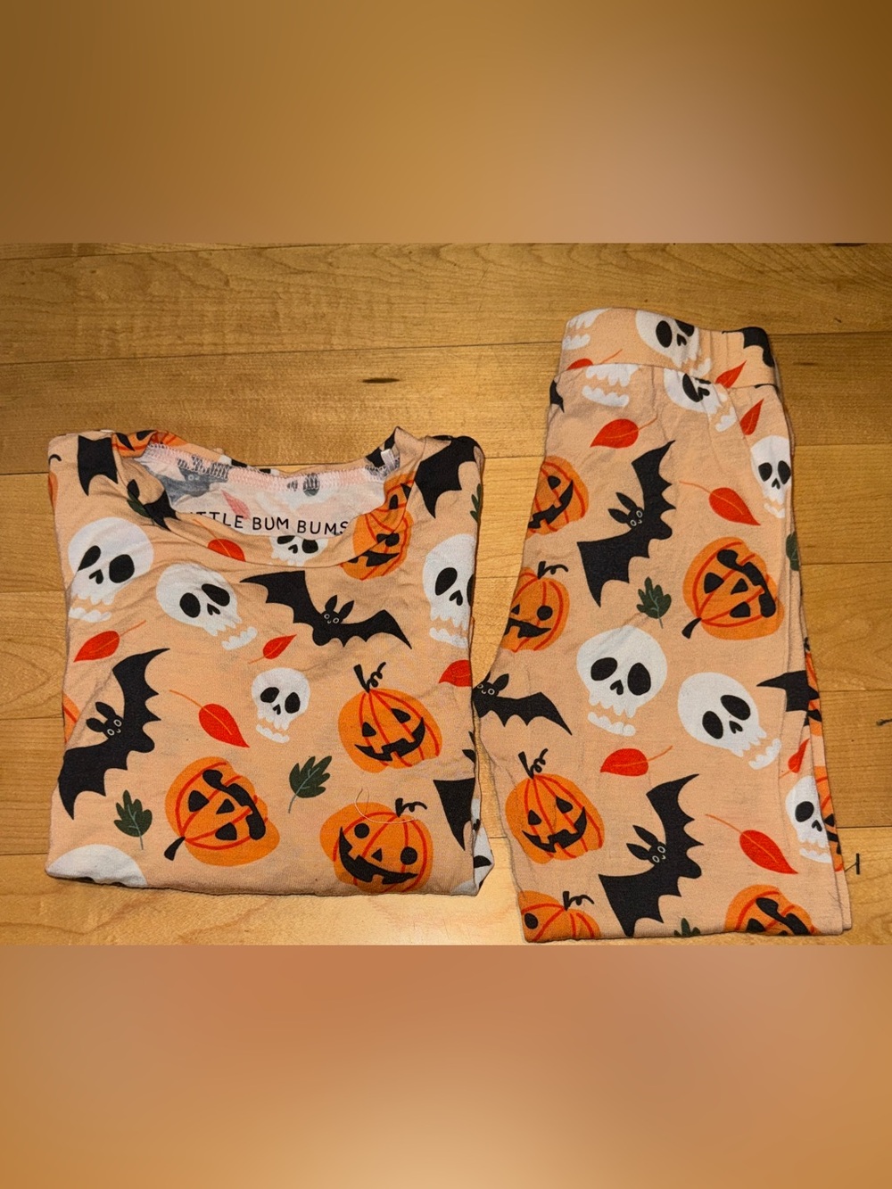 Little Bum Bums bamboo Halloween Pumpkin Bat Skull Pajama Set 3T